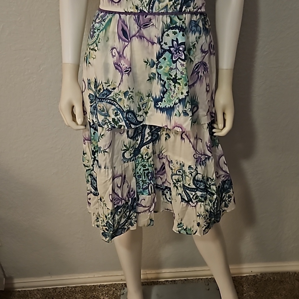 VTG CENTRAL FALLS Project X Floral Paisley Sleeveless Split Neck Tier Skirt Set - Picture 5 of 12